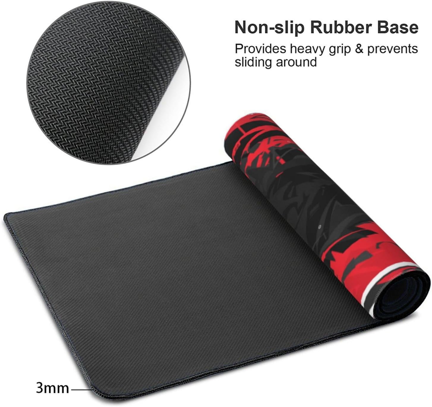 Red Black Gaming Mouse Pad Desk Pad XXL 35.4×15.7 Inch Abstract Graffiti Geometric Cool Extended Mousepad 40X90cm with Non-Slip Rubber Base Stitched Edge Large Desk Mat for Gamer Office Home Work