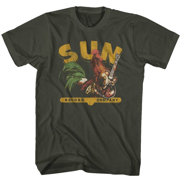 Sun Records Rooster With Guitar Smoke Adult T-Shirt L