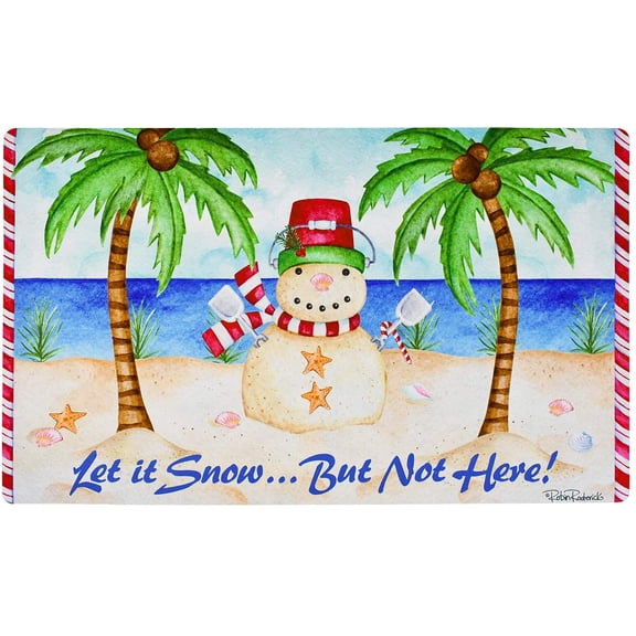 Christmas Welcome Doormat Front Door Mat, Rubber Back Non Slip Door Mat Entrance Rug Shoe Scraper 17.2" x 28.75", Low-Profile Printing Mat for Entry, Garage, Patio, High Traffic Areas (Bluw Snow)