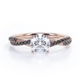 thumbnail image 1 of Basket Cathedral - 1.15 TCW Round Shape Moissanite with Lab Created Black Diamond - Crossover Pave Engagement Ring - 18K Rose Gold Plating over Silver, 1 of 4