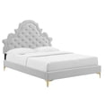 thumbnail image 2 of Modway Gwyneth Tufted Performance Velvet Twin Platform Bed in Light Gray, 2 of 10