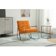 thumbnail image 1 of Accent Rocking Chair, Modern Tufted Nursery Glider Rocker Chair, Velvet Upholstered Armchair with Golden Metal Legs Leisure Rocking Chair for Bedroom Living Room, Orange, 1 of 7