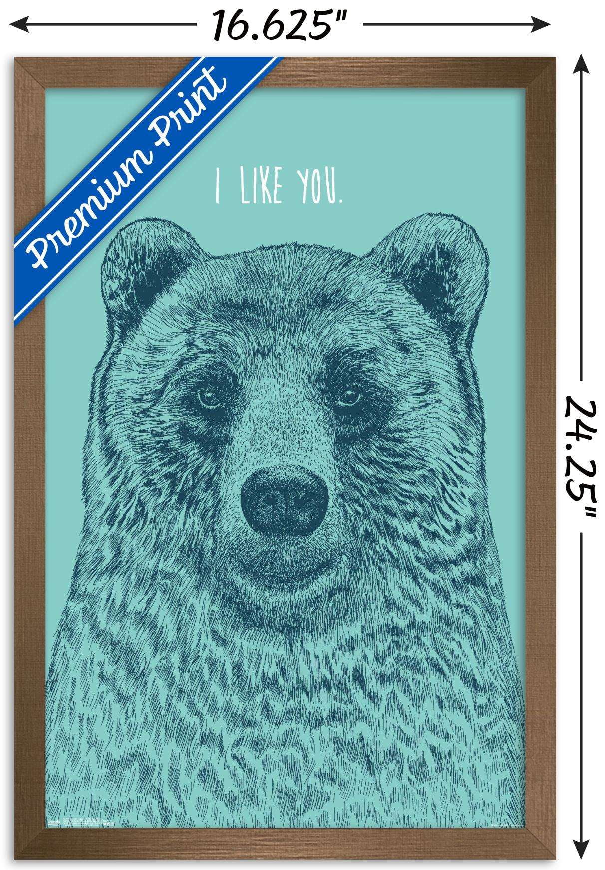 Rachel Caldwell - I Like You Bear Wall Poster, 14.725" x 22.375", Framed