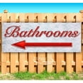 thumbnail image 1 of Bathrooms Left Arrow Red & Chrome 13 oz Vinyl Banner With Metal Grommets, 1 of 4