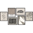 thumbnail image 3 of PixonSign Framed Canvas Print Wall Art Set - Duotone Matisse Tropical Jungle Leaf & Humanities Pattern Poster - Set of 6 Abstract Artwork Minimalism Cultural Art Wall Décor - 11"x14"x6 Black, 3 of 5