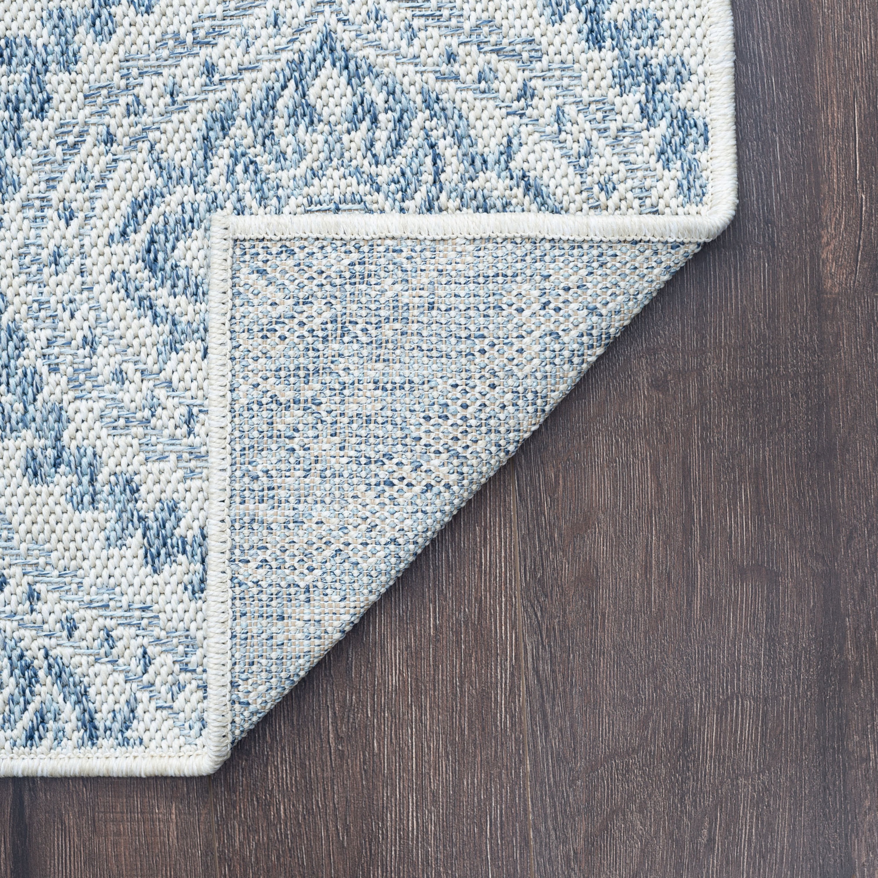Bliss Rugs Damask Indoor Outdoor Rug Water Resistant Runner Rugs for Patio, Hallway, Entryway, Deck, Cream ,2' x 8'