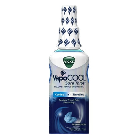 Vicks VapoCool Sore Throat Spray, Relieves Painful Sore Throat, Fast-Acting, Soothing, Powerful Numbing and Cooling, Winterfrost, (The Best Thing For A Sore Throat And Cough)