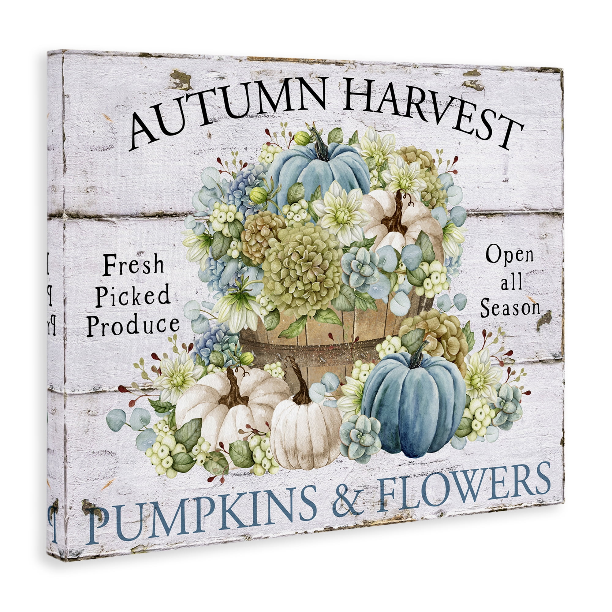 Stupell Industries Pumpkins & Flowers Harvest Holiday Painting Gallery Wrapped Canvas Art Prints Wall Art, 20 x 16