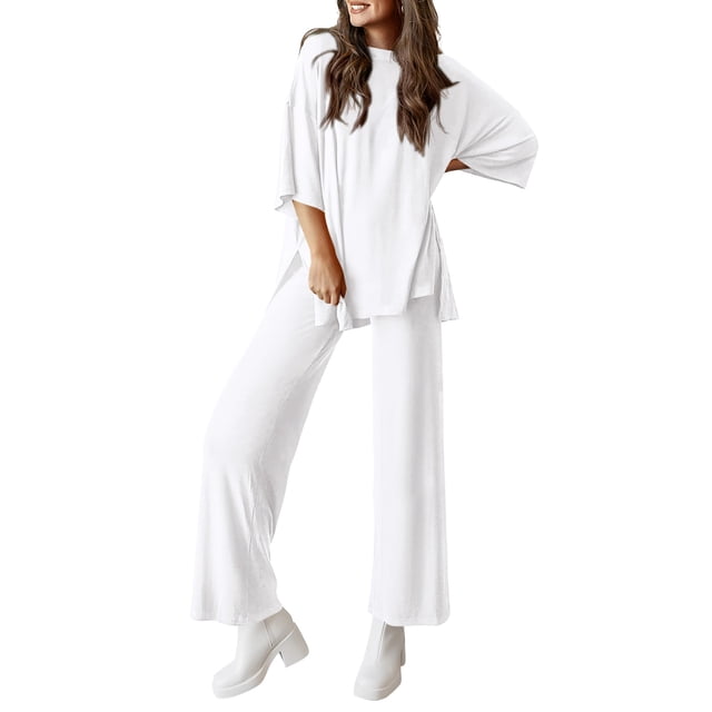 Conjunto de Chándal PRETTYGARDEN 2 Piezas para Mujer Blanco XS