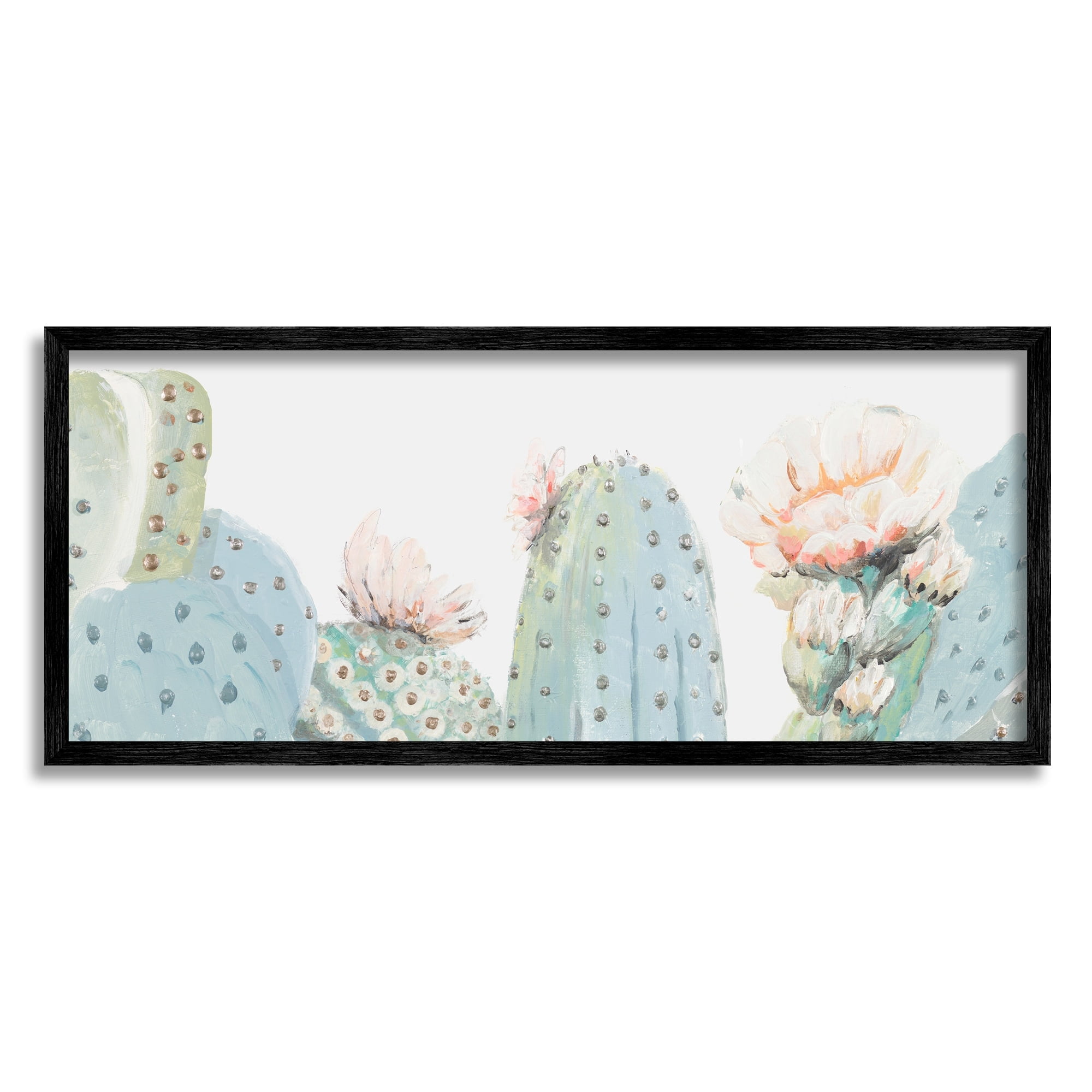 Stupell Indtries Soft Green Cact Close Up Blooming Pink Flowers,30 x 13,Design by Patricia Pinto