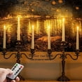 thumbnail image 4 of Homemory Real Wax LED Flameless Taper Candles with Remote Timer, 9.6 Inches Ivory Fake Candlesticks, Dripless Battery Operated Window Candle with 3D Flickering Flame for Fireplace Xmas Halloween, 4 of 10