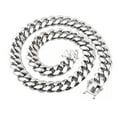 thumbnail image 2 of Fashion Mens Miami Cuban Link Bracelet or Chain Necklace Silver Stainless Steel, 2 of 4