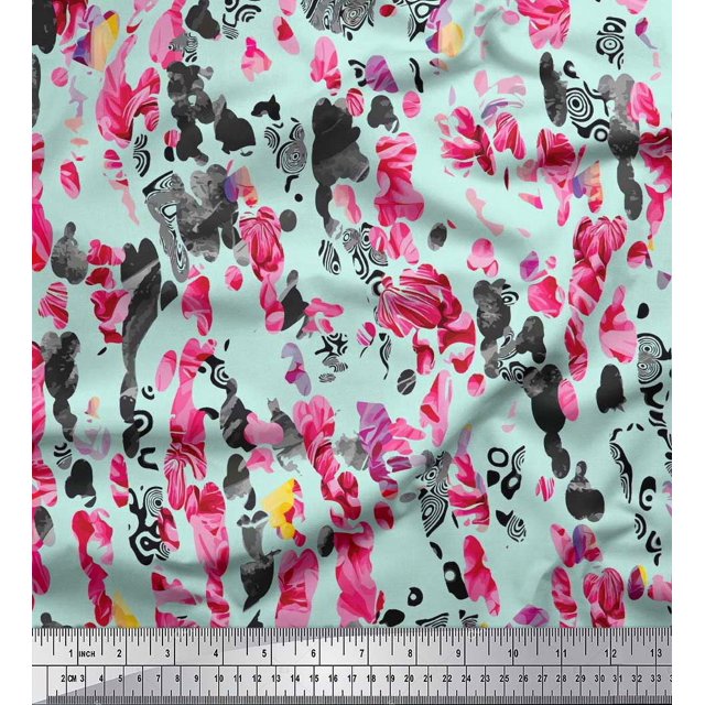 Soimoi Rayon Crepe Fabric Animal Skin Texture Decor Fabric Printed Yard 46 Inch Wide