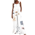 thumbnail image 1 of Mchoice Jumpsuits for Women Casual Buttons Sleeveless Wide Leg Trousers Boho Floral Printed Pleated Casual Rompers, 1 of 7