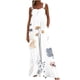 thumbnail image 2 of ICHUANYI Clearance Women's Printed Jumpsuit Casual Button Pocket Sleeveless Wide Leg Trousers(White, L) ICHUANYI WER2023081010395, 2 of 8