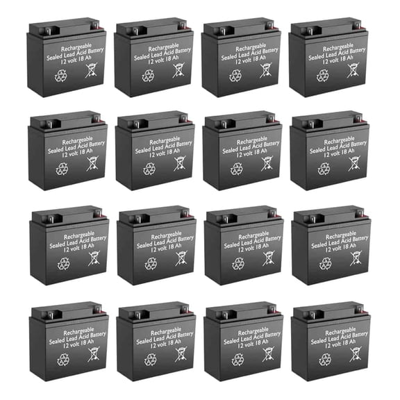 BatteryGuy 12v 18Ah rechargeable Sealed Lead Acid High Rate battery Set of Sixteen replacement battery - BatteryGuy brand equivalent (High Rate - Qty of 16)