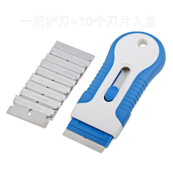 ACDANC Kitchen Ceramic Surface Cleaning Scraper with 10 Blades,Blue,10 Count