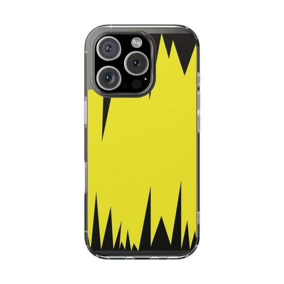 Clear Hybrid Shockproof Case for Apple iPhone 16 PRO - Spiky Yellow and Black Abstract Design