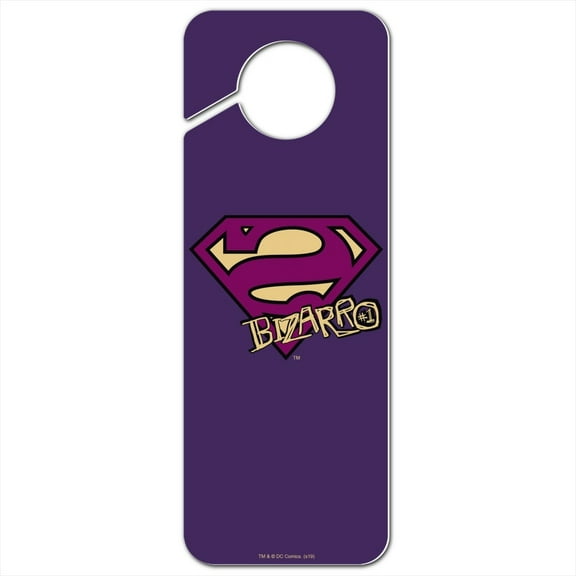 Superman Bizarro Shield Logo Plastic Door Knob Hanger Sign