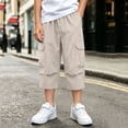 thumbnail image 2 of Nilvkv Boys Cargo Pants, Boys Pants, Solid Color Cropped Joggers in Relaxed Fit with Side Pockets, cool choice for Outdoor Wear Beige 5-6 Years, 2 of 8