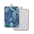 thumbnail image 2 of ALAZA Peacock Feathers Artistic Pot Holders Set of 2 Heat Resistant Kitchen Oven Mitts, 2 of 7