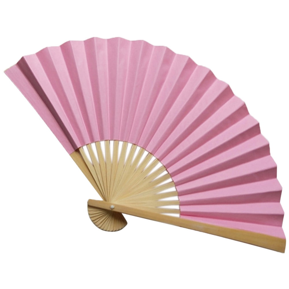 Chinese Bamboo Folding Hand Held Fan Flower Floral Wedding Dance Party Decor 