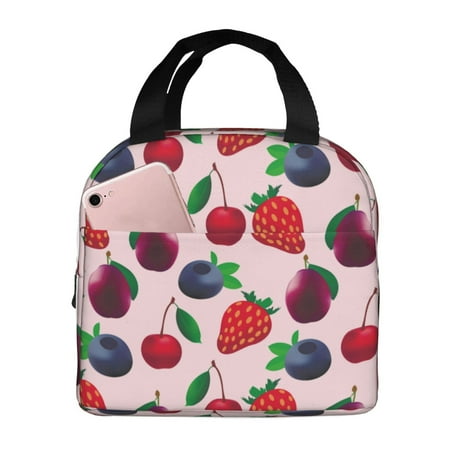Insulated Lunch Bag for Women Men - strawberry Blueberry design Leakproof Cooler Lunch Box for Women Men  Lunch Tote Bags for Work School Picnic Travel