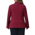 thumbnail image 4 of Agnes Orinda Women's Plus Size Blazer Button Down Collarless Long Sleeve Business Casual Jacket with Pockets 4X Burgundy, 4 of 7
