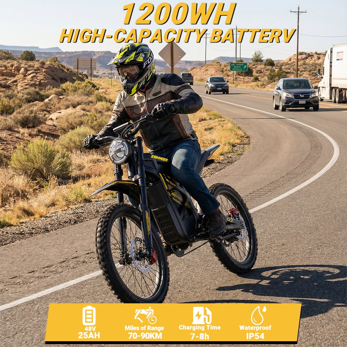 Zonveer ZX3 Electric Dirt Bike for Adults Teens,2800W Peak Power