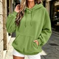 thumbnail image 6 of AKOEE Flannel Hoodies for Women with Kangaroo Pocket Baggy Sweater Tops Drawstring Fleece Hooded Sweatshirt (L, Green), 6 of 8