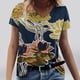 thumbnail image 2 of Camiseta informal para mujer con estampado floral y cuello en V, manga corta, jersey, blusa, tops Fridja  zx3979, 2 of 5