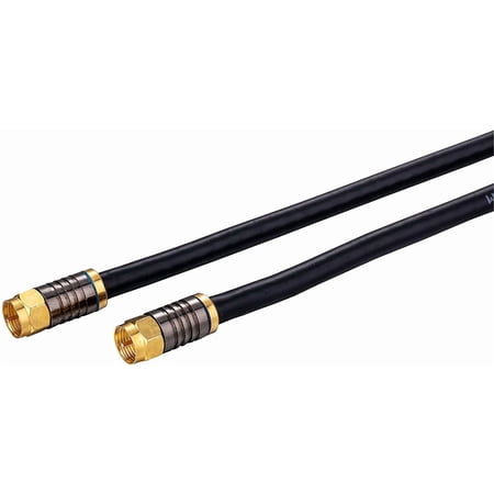 RG6 Quad-Shield Coax Cable 2-pack of 6ft F-Type Male Ext Indoor/Outdoor for HDTV/Cable/Sat/Antenna A/V Black (Cables Direct Online)