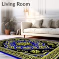 thumbnail image 2 of ODIKA 3'x5' Machine Washable Non-Slip Area Rug, Inspired Interlocking Lattice with Ornamental High Traffic Rug with Pad, Blue, 599219, 2 of 8