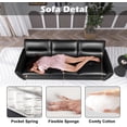 thumbnail image 6 of STHOUYN 85” Black Faux Leather Couch with USB, 3 Seater Sofa Couches for Living Room, Large Mid Century Modern Office Apartment Couch (Black), 6 of 9