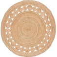 thumbnail image 2 of KLAVATE Natural Fiber Hand Braided Jute Area Tikki Round Rug, 2 of 3