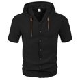 thumbnail image 2 of pstuiky camisetas de hombre, Blusa de manga corta con cuello vuelto, transpirable, con botones y color liso para hombre camisetas de hombre m, 2 of 5