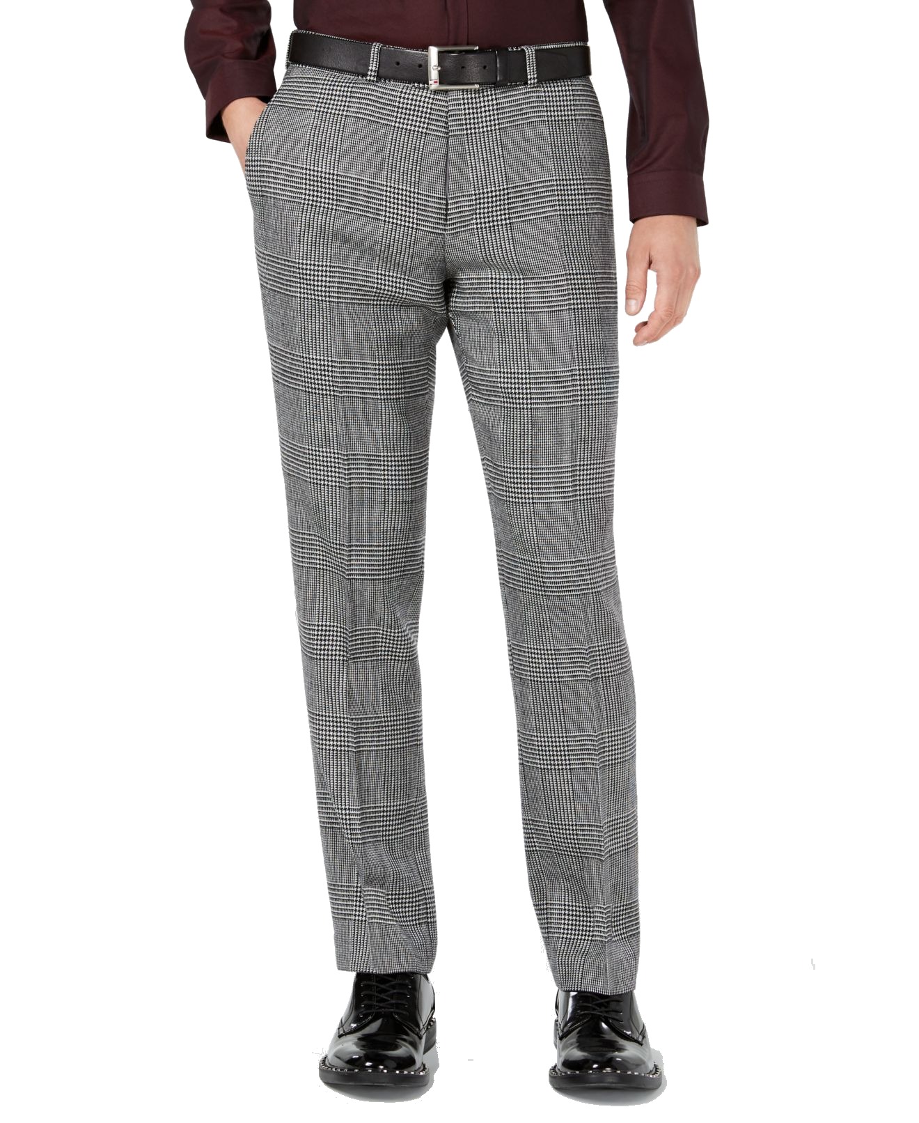 Bar III Mens Pants Dress Flat Front Wool Houndstooth 34 Walmart