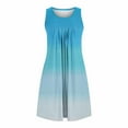 thumbnail image 4 of Aobny Loose Tank Nightgown for Woman Gradient Blue Crew Neck Short Sleeveless Women's Nightgowns & Sleepshirts, 4 of 7