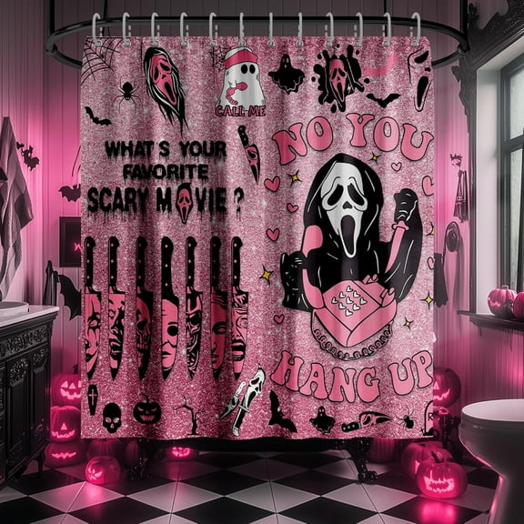 Spooky Halloween Shower Curtain, Scary Face Bathroom Decor, Funny Ghost-Themed Fabric Curtain for Party or Home Use, Quick Dry Fabric Halloween Dorm Decor 66x72in