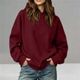 thumbnail image 2 of Loose Fit Hoodie for Women,Oversized Solid Color Long Sleeve Pullover Casual Basic Sweatshirts,Campus School Daily Wear, 2 of 6