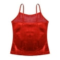 thumbnail image 4 of Rswnyirn Kids Girls Shiny Crop Top Ballet Latin Belly Dance Cami Tank Top Performance Costume Red 4, 4 of 7