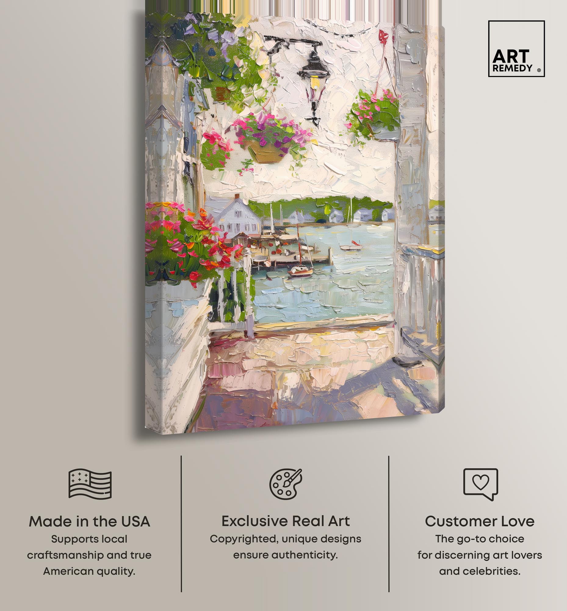 Harbor Hideaway II Canvas Pastel Oil Paintings by Art Remedy, Gallery Wrapped, 16 x 24