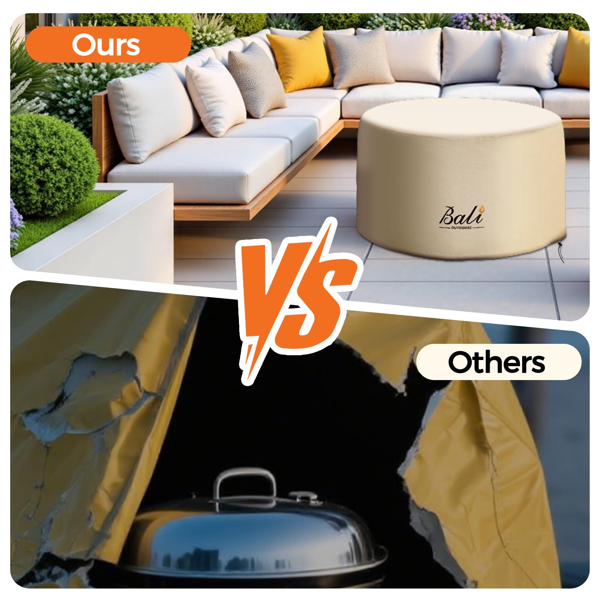 BALI OUTDOORS Round Fire Pit Covers Waterproof and Weather Resistant PVC Material, 48"D 26"H, Brown