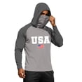 thumbnail image 3 of Men's USA Patriotic Hoodie with Built-in Face Mask and Raglan Sleeves Featuring UPF 50+ Sun Protection for Independence Day Fishing Hiking Camping or Outdoor Work Light Gray M, 3 of 6