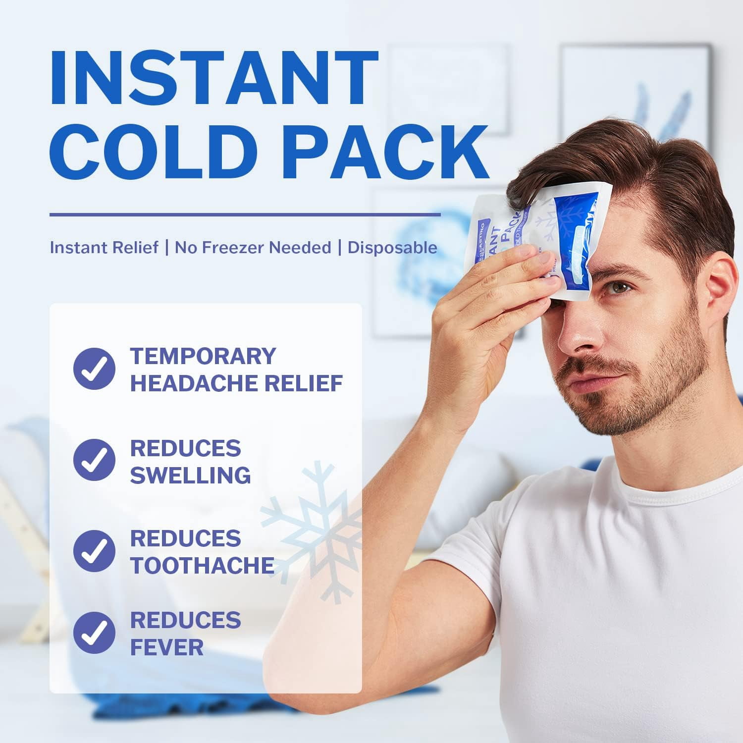 Everlasting Ice RX Instant Ice Packs Cold Compress Disposable Ice Packs for Pain Relief and Minor Injuries, 50-Pack