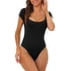 thumbnail image 1 of INSPIRAR CHIC Body de Cuello Cuadrado para Mujeres del Día de la Madre, Camiseta de Manga Corta, Leotardo, Parte Inferior Breve, Tops M Negro, 1 of 5