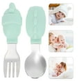 thumbnail image 3 of EeaseCA 1Set Useful Baby Feeding Fork Stainless Steel Spoon Infant Training Tableware, 3 of 8