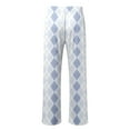 thumbnail image 6 of Men Striped Gingham Pants 2025 2026 Pajama Lounge Boxer Pants Cute PJ Bottoms with Drawstring Casual Wide Leg Trousers with Pockets (7-Light Blue, 3X-Large), 6 of 6