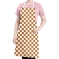 thumbnail image 5 of Orange and White Checkerboard Pattern Apron-Garden Aprons for Women with Pockets-Cotton Linen Waterproof Kitchen Cooking Gardening Aprons Adjustable for Kitchen,Cooking,BBQ and Salon 33x27 Inch, 5 of 7