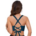 thumbnail image 4 of TOWED22 Women Swimsuit Bikini Top Criss Cross Push Up Swim Crop Top Tie Back Bathing Suit(Navy-01,M), 4 of 9